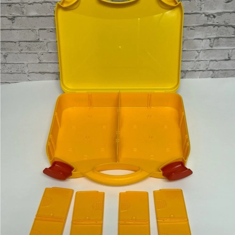 LEGO Storage Case Yellow Hard Plastic Latching Empty Storage Box Divider